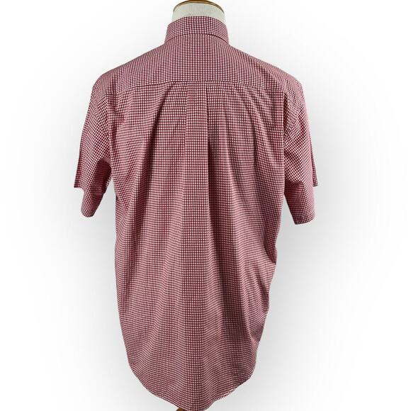 L.L. Bean Red Plaid Cotton Button Down Shirt Short Sleeve Large - Picture 4 of 11
